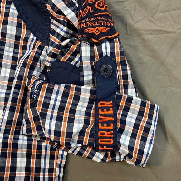 Parish Nation Plaid Roll Tab Long Forever Strong Sleeve Shirt Size 2X - Picture 8 of 11